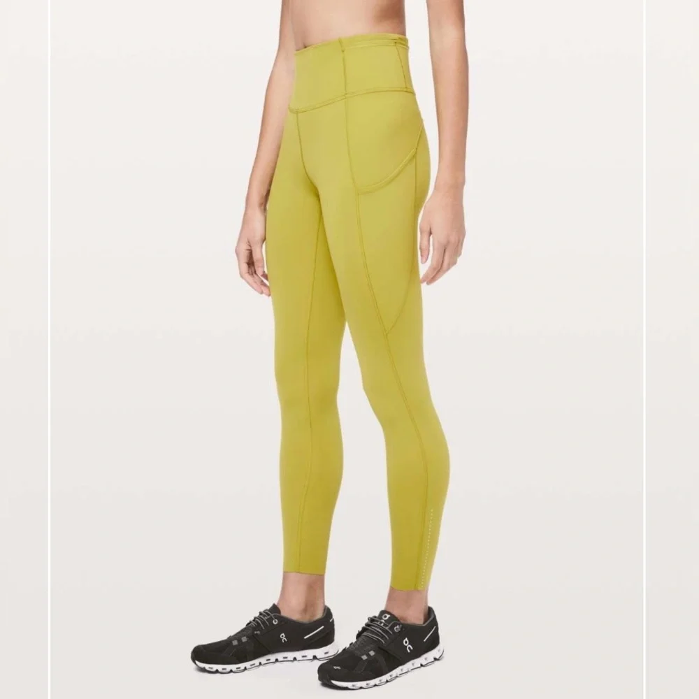 Lululemon Fast and Free Nulux leggings in golden lime